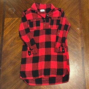 Old Navy Red and Black Plaid Flannel casual dress size 8